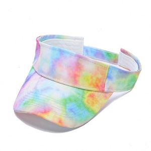 Chapeau de soleil tendance pour femme avec visière graffiti colorée et motif tie-dye, style été - Product Image 1