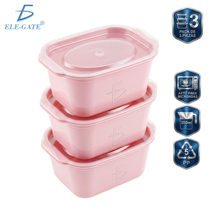 Ele-Gate 350ml Food Storage Containers <b>Microwave</b> Safe <b>Pink</b> Set of 3 - Product Image 1