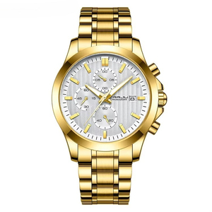 Reloj Cronógrafo de Lujo para Hombre con Esfera Texturizada, Tres Subesferas, Resistente al Agua, Luminoso, con Calendario, Reloj Deportivo de Cuarzo - Product Image 1