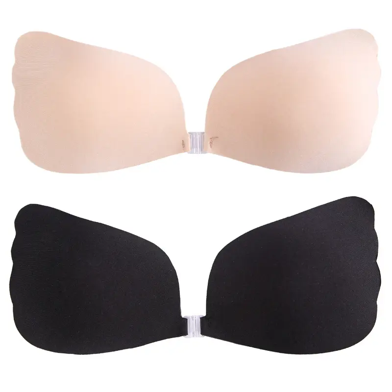 Women's Silicone Strapless Seamless Bras Gathering Lift up Cups Magic Wing Sticky Invisible Push Up Self Adhesive Bra