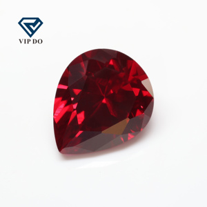Corte Facetado de Calidad 5A, Corte Pera 8 #   Corindón <span class=keywords><strong>Rojo</strong></span> <span class=keywords><strong>Oscuro</strong></span>, Gema Suelta en Forma de Pera, Corindón Sintético 8 #   Gemas de Zafiro <span class=keywords><strong>Rojo</strong></span> Rubí - Product Image 2