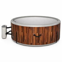 Holzmaserung Aufblasbarer Whirlpool DWF Drop-Stitch PVC Outdoor Tragbarer Hottub mit Sprudelmassage für Garten und Familiennutzung