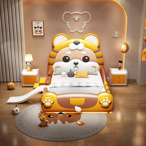 <span class=keywords><strong>Letto</strong></span> per Bambini in Legno Massello con Sponde di Sicurezza e Scivolo, Tema Animali, Arredamento per Camere da <span class=keywords><strong>Letto</strong></span> di Ragazzi e Adolescenti - Product Image 3