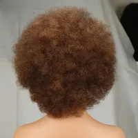 Perruque QVR Courte Afro Frisée Kinky en Cheveux Brésiliens Remy avec Frange, Densité 180%, Effet Volumineux |   Perruque sans lacets, fabriquée à la machine, style afro, pour femmes noires, toutes tailles