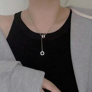 S925 Sterling <b>Silver</b> Tassel <b>Choker</b> Necklace 405cm Chain Length Gift For Couple Fashion Jewelry - Product Image 1