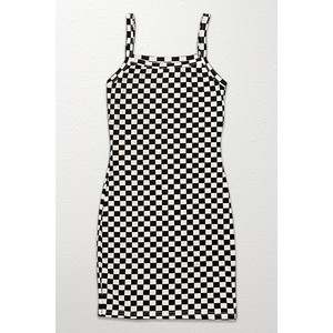 <b>Checkered</b> Rib Knit Tank <b>Top</b> Dress - Product Image 2