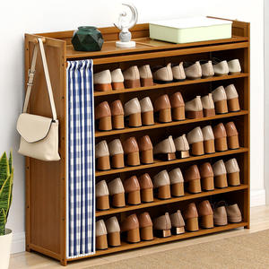 Meuble d'entrée en bambou pour chaussures, design moderne, haut, vertical, entrée intégrée, couloir, ultra étroit - Product Image 1