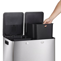 Vente Chaude Poubelle en Acier Inoxydable de 49 Litres à Pédale, Double Bac de Tri 2 et 3 Compartiments pour Cuisine