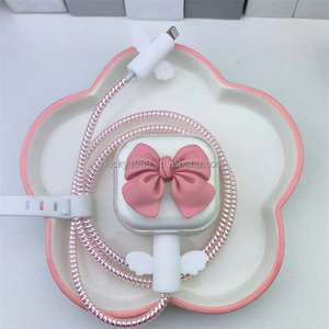 Carino bianco <span class=keywords><strong>3</strong></span> Pin Block Cover cavo avvolgitore ciliegio in Silicone custodia di protezione per IPhone UK Plug18W 20W custodia del caricatore - Product Image 5