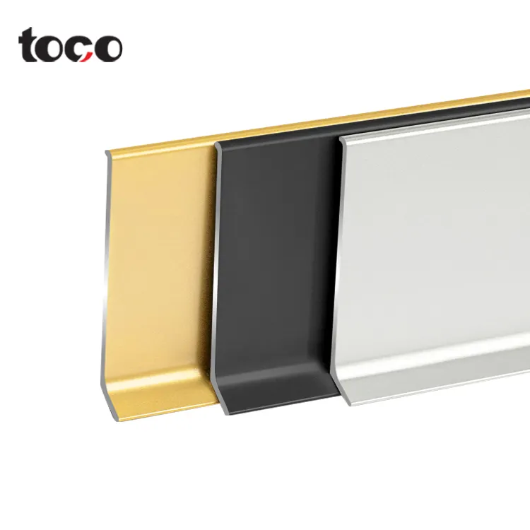 TOCO पट्टी प्रकाश झालर बोर्ड प्रोफ़ाइल लकड़ी सफेद झालर बोर्ड टेप 9.5 सीएमएस डब्ल्यूपीसी झालर बोर्ड के लिए समायोजन पैर