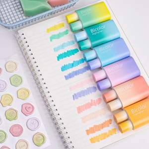 Bonitos bolígrafos Resaltadores 2 en 1, bolígrafos Resaltadores de 12 colores, punta de cincel, rotuladores Resaltadores estéticos <span class=keywords><strong>bicolor</strong></span> para estudiantes - Product Image 2