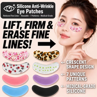 Masque pour les yeux en silicone réutilisable imprimé sur mesure, lavable, anti-rides, patchs pour les yeux secs et mixtes, marque privée