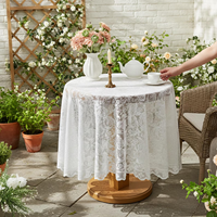 Nappe Ronde en Dentelle Blanche 90cm 180cm Style Vintage Floral pour Mariage Décoration de Table Cottagecore Vente en Gros