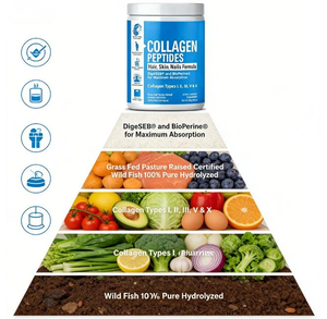 Poudre de peptides de collagène |   Types I, II, III, V <span class=keywords><strong>et</strong></span> X |   avec DigeSEB & BioPerine pour la santé des <span class=keywords><strong>cheveux</strong></span>, de la peau, des ongles <span class=keywords><strong>et</strong></span> des articulations - Product Image 2