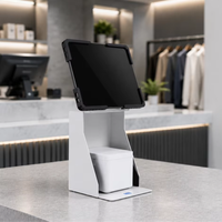 Support de tablette TPV avec espace pour imprimante, support iPad métallique sécurisé, réglable de 10 à 13 pouces, pour comptoir de libre-service en magasin PS-502