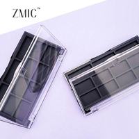 Palette de fards à paupières 11 couleurs, palette vide noire mate pour crème blush, emballage de palette de maquillage en plastique pour illuminateur avec couvercle transparent