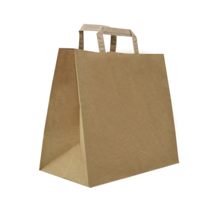 Bolsa de Papel para Llevar, Marca Carte Dozio, Hecha en Italia, Kraft Havana, Asa Plana, Tamaño 27+17X29 cm, Paquete de 50 Unidades - Product Image 1