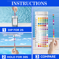 Kits de test d'eau faciles à utiliser, bandelettes de test d'eau potable 16 en 1 pour aquarium, piscine, spa, puits et contrôle de l'eau du robinet
