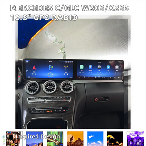 Mercedes-Benz C-Klasse W205/GLC-Klasse X253 Android 13 Dubbel 12.3" Scherm Autoradio <span class=keywords><strong>GPS</strong></span> Navigatie CarPlay Systeem 1 Jaar Garantie - Product Image 2