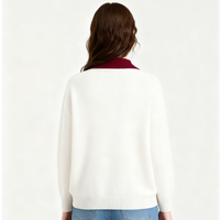 Écharpe fine en crochet de style preppy avec imprimé animal mignon, pull pour femme avec col boutonné