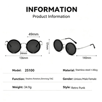Lunettes de soleil polarisées rondes rétro réglables avec filtre ND9, logo personnalisé, protection UV400, monture en alliage Al-Mg, vente en gros pour hommes