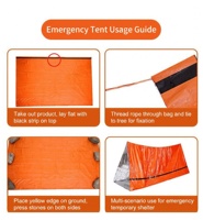 Abri de survie d'urgence pour 2 personnes en plein air, tente tubulaire de survie en film polyester aluminisé imperméable et thermique