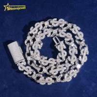 Nouveau bracelet et collier chaîne cubaine à maillons infinis en forme de dollar, 13 mm, avec moissanite baguette