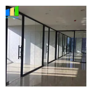 Glass Partition Wall Office Furniture Indoor Acoustic Double Tempered Exterior Clear Glass Wall Partition Office Divider