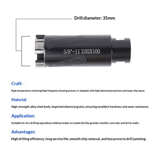 Hersteller Diamantbohrer-Armschutz M14~5/8-11 Trockenbohrer für Mauerwerk, Stein und Beton - Product Image 2