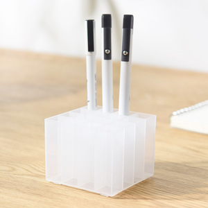 Pen Holder Square Transparent PP Material For Desk Organization Student Stationery Storage Multi Functional With Logo Printing - Product Image 3