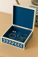 Caja Organizadora de Joyas con Incrustaciones de Hueso y Diseño Floral en Mosaico, Accesorio de Decoración de Lujo para el Hogar, Venta al Por Mayor