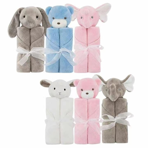 <span class=keywords><strong>Couverture</strong></span> personnalisée à tête d'animal en peluche <span class=keywords><strong>ourson</strong></span> lapin agneau sucette peluche <span class=keywords><strong>polyester</strong></span> éléphant animal couvertures de sécurité pour bébé - Product Image 2