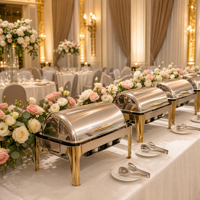 Ensemble de réchauds de luxe à couvercle roulant, chauffe-plats commerciaux en acier inoxydable pour buffet avec supports à combustible, équipement de restauration