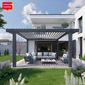 Villa <span class=keywords><strong>de</strong></span> lujo Diseño <span class=keywords><strong>de</strong></span> pérgola Techo <span class=keywords><strong>de</strong></span> persiana <span class=keywords><strong>de</strong></span> aluminio motorizado Pérgola <span class=keywords><strong>de</strong></span> 4x4m <span class=keywords><strong>con</strong></span> <span class=keywords><strong>cortinas</strong></span> integrales y Led - Product Image 2