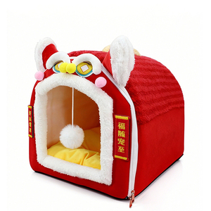 Nid douillet pour chat, chenil, lit pour animaux de compagnie, tente intérieure, nid chaud <span class=keywords><strong>en</strong></span> peluche, <span class=keywords><strong>panier</strong></span> avec coussin amovible, accessoire de voyage pour <span class=keywords><strong>chien</strong></span> - Product Image 5