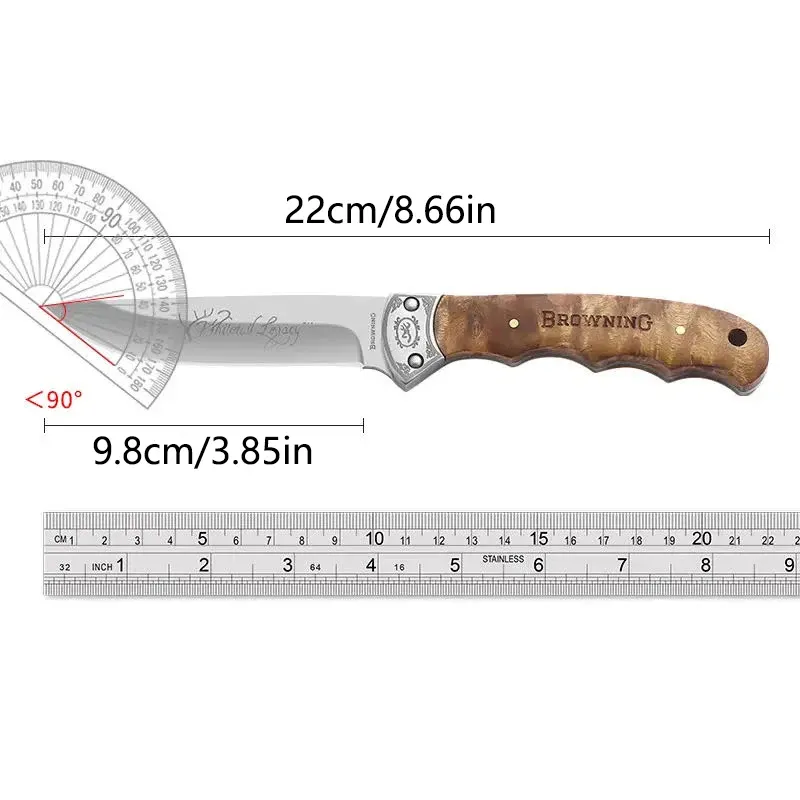 Portable straight blade yellow sandalwood handle self-defense hunting knife, unisex high-quality cutting tool