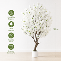 Arbre artificiel de cerisier blanc, grand arbre en pot pour l'intérieur, arbre de sakura pour la décoration d'hôtel et de maison