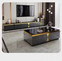 Table basse de luxe légère meuble TV en verre trempé nouveau meuble TV en marbre simple ensemble de tables basses