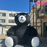 Ours géant gonflable noir en peluche de 3 m – Décoration de Noël, accessoire de dessin animé pour centre commercial et événements extérieurs de fin d'année
