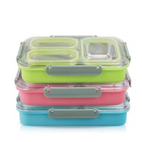 Boîte à lunch Nicekitchen en acier inoxydable 304, multi-compartiments, couvercle hermétique, portable, pour le bureau, l'école, capacité 0-1L