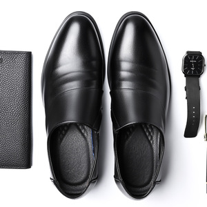 รองเท้าหนังสีดำสำหรับผู้ชาย หัวแหลม เพิ่มความสูง 6 ซม. แบบซ่อน สวมใส่ง่าย หนังวัวแท้ เหมาะสำหรับงานทางการและธุรกิจ - Product Image 2