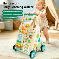 Porteur en bois pour bébé avec xylophone, labyrinthe de perles et trieur de formes, jouet sensoriel pour la motricité fine, pour tout-petits garçons et filles, CE CPC, vente en gros, OEM, personnalisé
