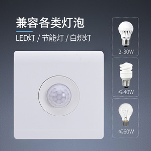 Infrared Human Body Induction <b>Switch</b> 86 Type Two Wire Intelligent Delay For LED Energy Saving Incandescent Bulbs 2 30W - Product Image 1
