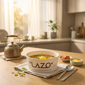 MADE IN KOREA Food Grade Induction Compatible 1600cc Paper Bowl Round Disposable <b>Noodle</b> Container 300pcs Bulk <b>Box</b> - Product Image 1