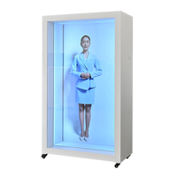 Vitrine interactive 3D sur pied avec écran transparent pour publicité, présentoir mobile d'intérieur pour musées, centres commerciaux et expositions