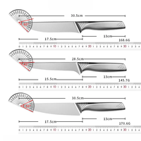 Ensemble de couteaux de chef professionnels en acier inoxydable avec désossage et couteaux de boucher Ensemble ambidextre trois pièces pour la coupe de la viande