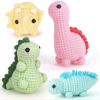 Kit de crochet transfrontalier en coton laitier à quatre brins, motif dessin animé, avec tutoriel en anglais, pour poupées DIY, pendentifs, ornements animaux et cadeaux