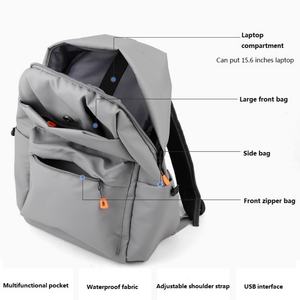 Factory Customized Logo Unisex Waterproof Anti-Theft Nylon Laptop <b>Backpack</b> Zipper Arcuate Shoulder <b>Strap</b> USB Charging Port - Product Image 4