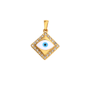 Evil Eye Pendant Necklace Women's Stainless Steel Geometric Charm Chain Jewelry Gift Fashion Accessory - Product Image 5