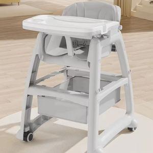 كرسي طعام متعدد الوظائف للأطفال كرسي بلاستيكي قابل للنقل عالي الجلوس قابل للإزالة مع عجلات - Product Image 4